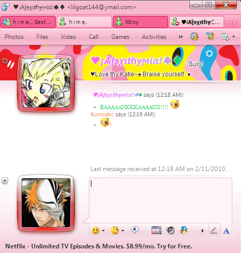 2009 - MSN convo with Magdelena - being stupid!