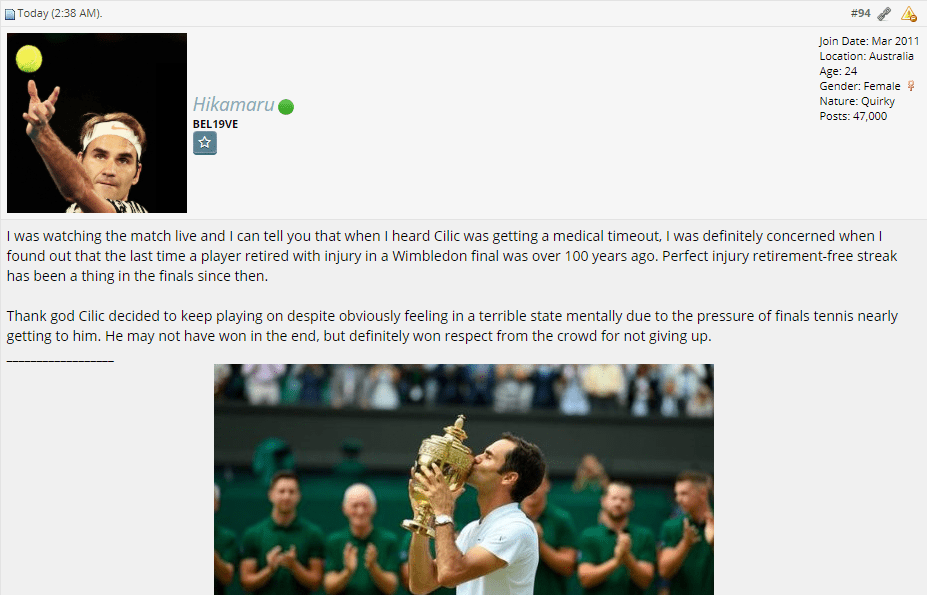 47,000 posts! And me commemorating Federer's 19th Grand Slam title too.
