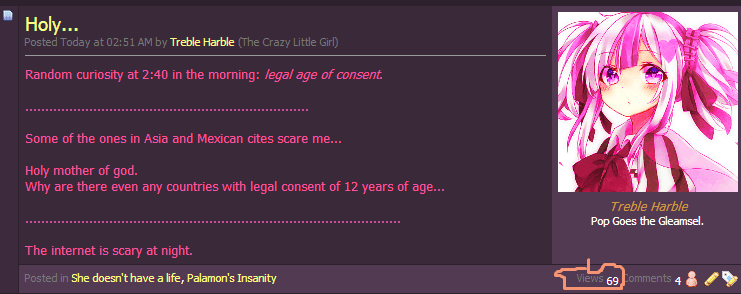8D

69 views.
...In a blog entry of  LEGAL AGE OF CONSENT. 
Also, don't judge me and my poor circle.