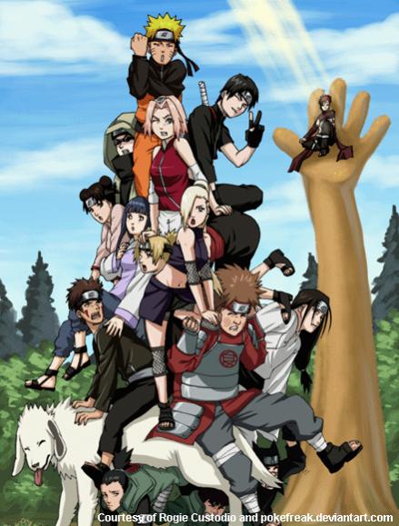 A bunch of the Naruto characters