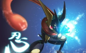 A Mega Greninja with water shuriken