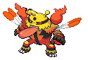 A mixture of Electivire's body, Lickilicky's tongue, Yanmega's wings and Magmorter's hand flames. I called it Mortickmega.