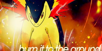 Ah, my first banner ever made.  This is Typhlosion and this lurvly banner was made by Color Me Evil.