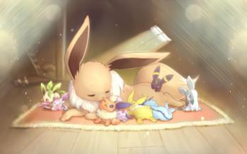 An eevee with plushdoll evolutions