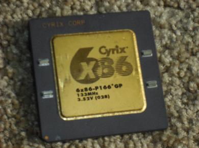 An old Cyrix P166+ G processor I had lying around.

By the way, in case you didn't know, the naming of this processor is determined by its score compa