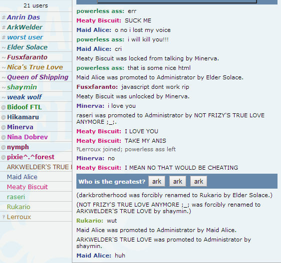 And I become battle server staff again as part of the April Fool's destruction of the server.