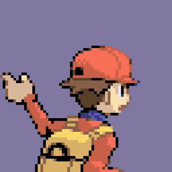Another Trainer Red Edit, this time of his backsprite. I still wanted to keep the whole Cooltrainer/Ranger theme, so he still has this edited hat and 