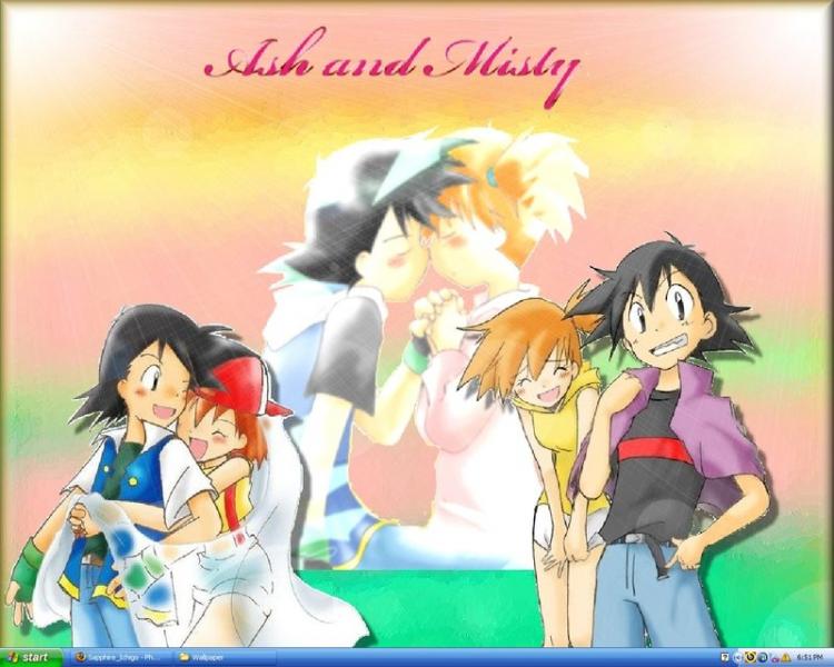Ash and Misty Desktop by Kuki San
