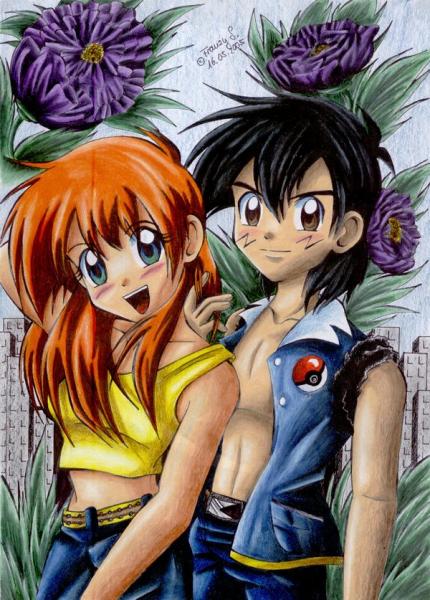 Ash and Misty with 17 by MiyaToriaka