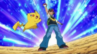 Ash catches a Pokémon