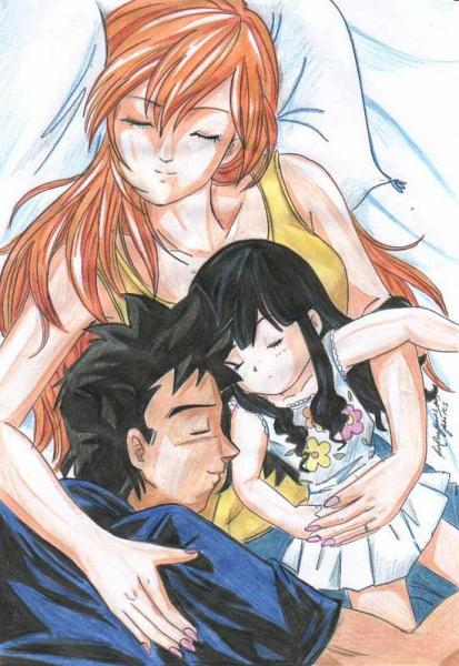 Ash  Misty and Soleil by MajinLu