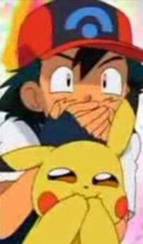 Ash trying to imitate Picachu.