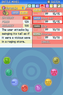 Baracuja - Water / Electric - Speed Boost
Modified Move: Aqua Tail is now a Water-type Double-Edge