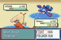 Battling Kyogre!