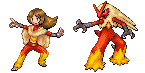 Blaziken and ... the Blaziken girl. o__o;;