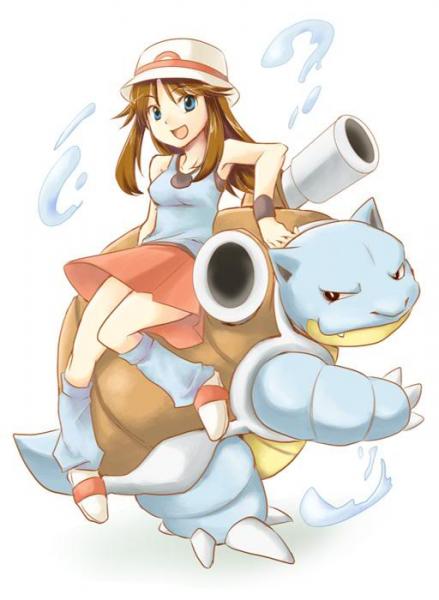 Blue with her starter Blastiose.