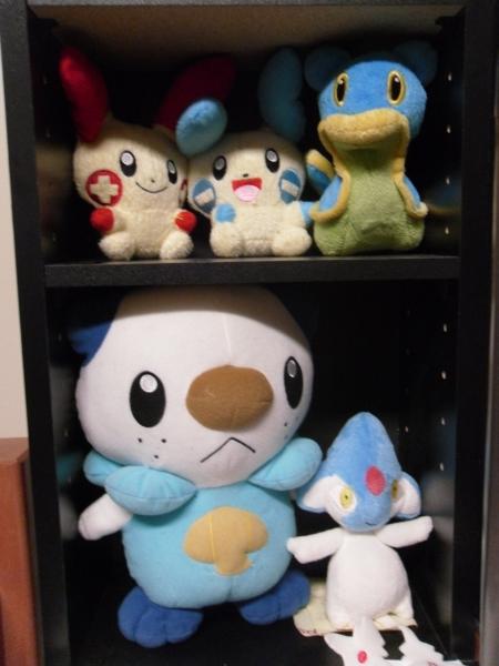 Bottom two shelves in my 'plush-case'.