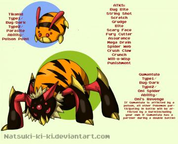 Bug Pokemon based on a tick and Onigumo; a spider demon