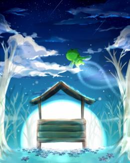 Celebi over his shrine in Ilex Forest not drawn by me