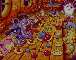 Chewing Time! There is one mission when we get no food but Sunflora,Chimecho and Bidoof gives us some food after Dinner