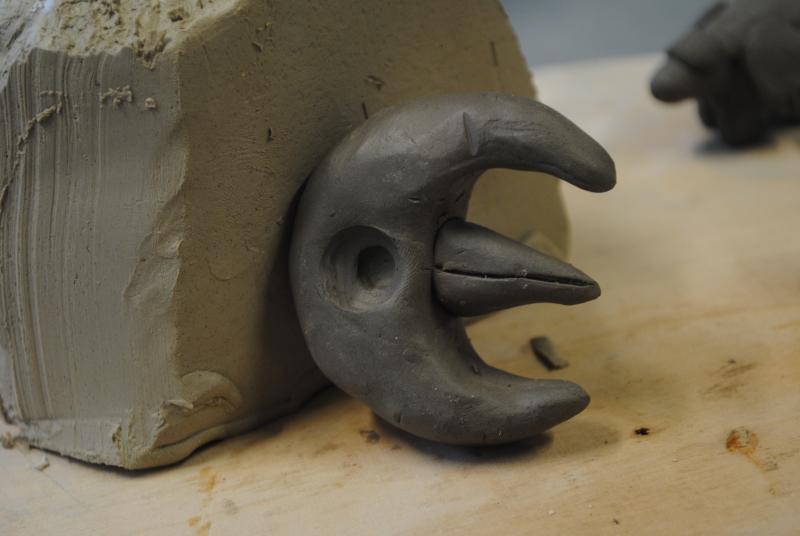 Clay Sculpture of Lunatone (un-fired and un-painted).