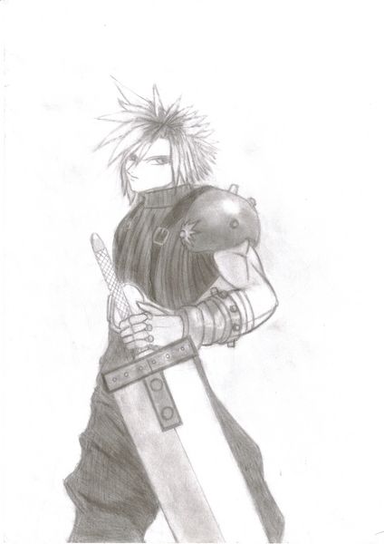 Cloud from Final Fantasy 7, this drawing is made in 2005.
I really like this one, only problem his face is sorta flat -,-
But besides that it's still 