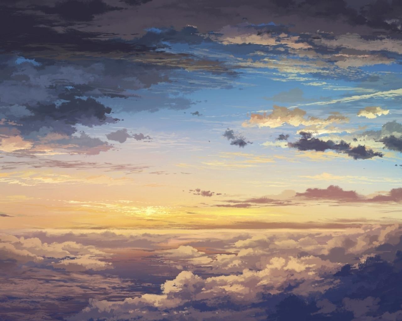 clouds sky art sunset elevation landscape 1280x1024 hd wallpaper 83977
