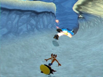 Crash riding on Cortex's face.