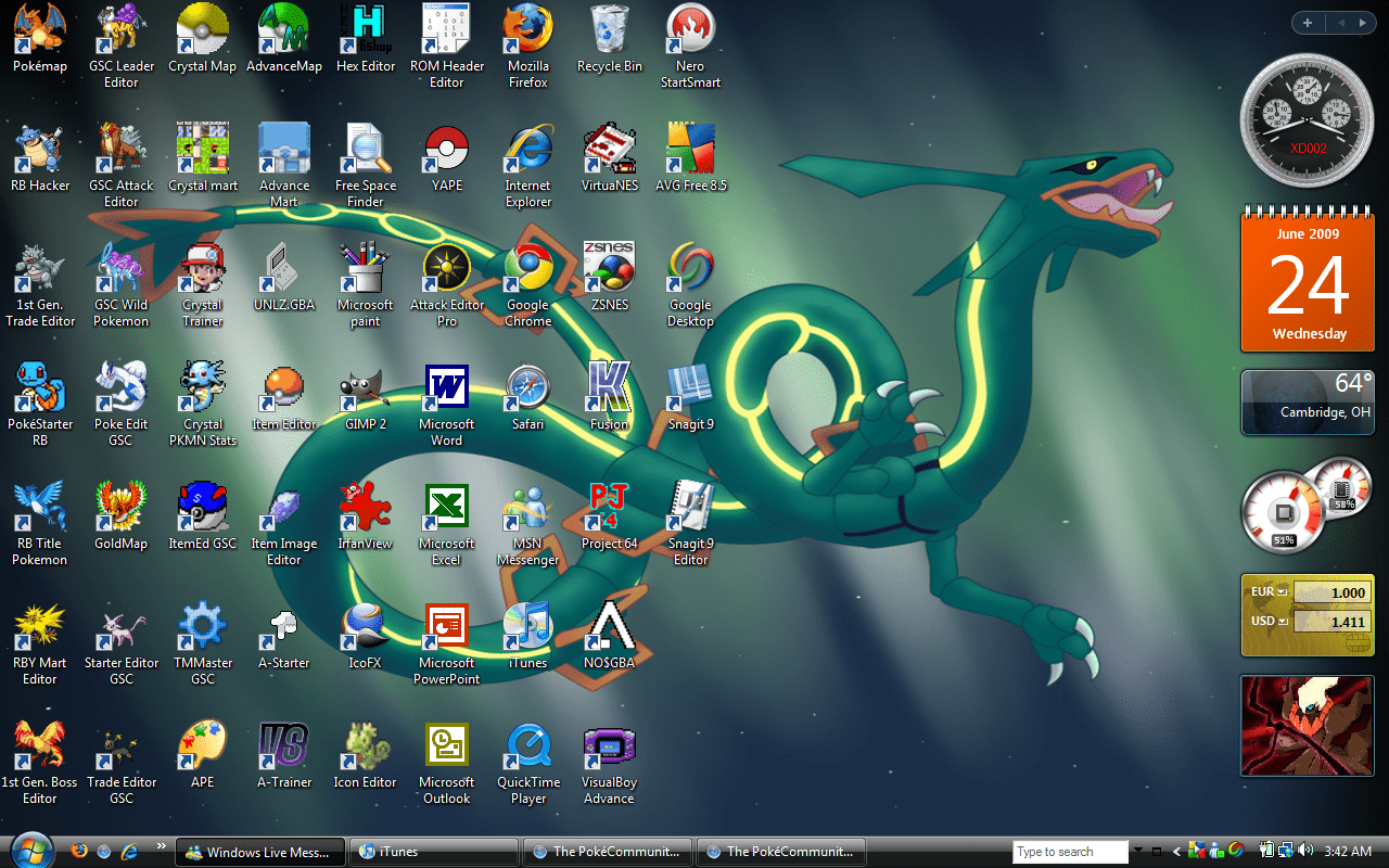 Current Desktop...It has my rayquaza theme...