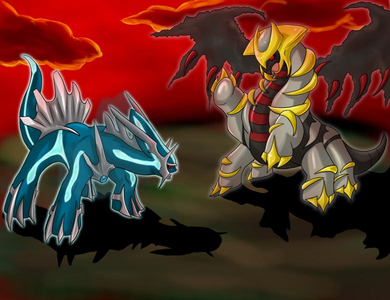 Dialga vs Giratina colored by artico