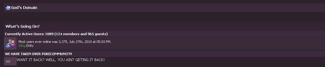 Domain.

This is what happens when you let someone who thinks he's god take over PC. Almost everyone that doesn't show up here is the leaders "Gods" a
