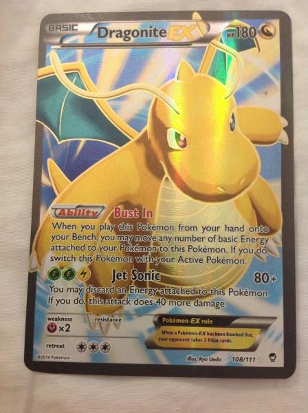 Dragonite Full Art pulled from a Furious Fists 3 pack blister