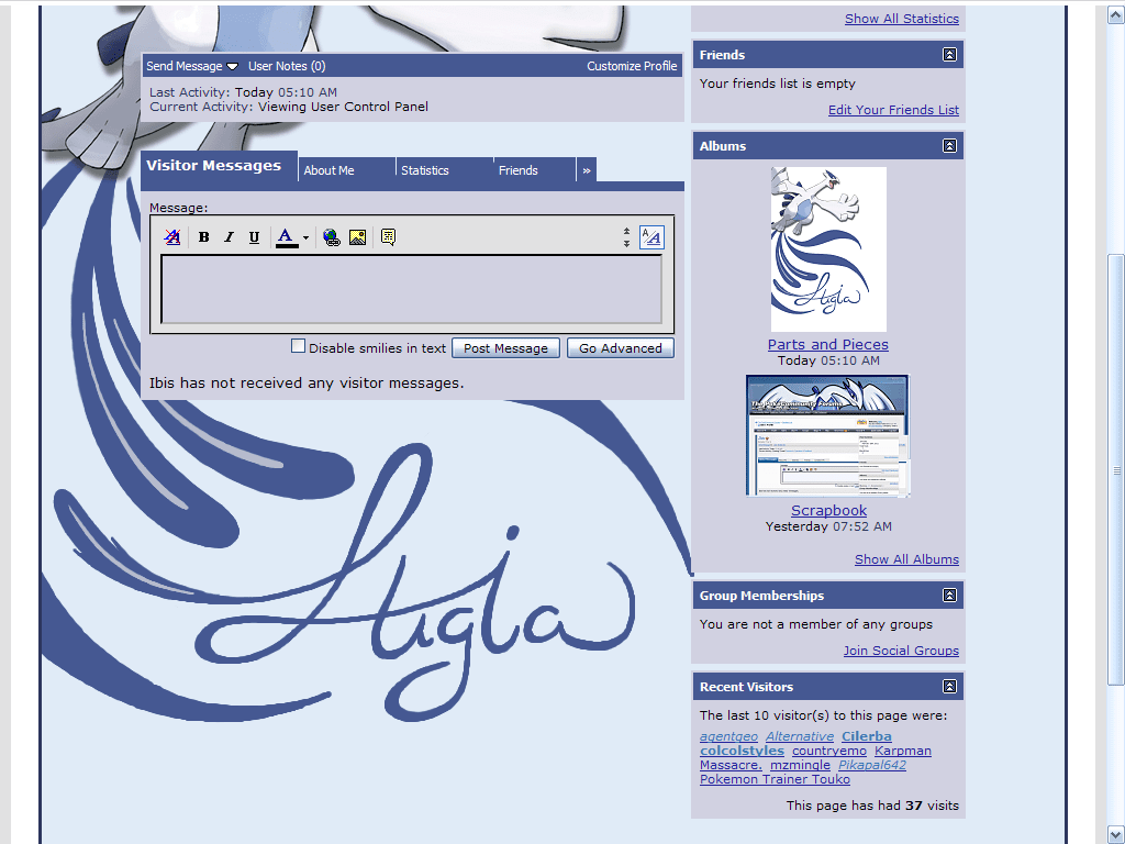 Flyin' With Lugia! - profile screenshot of lower half