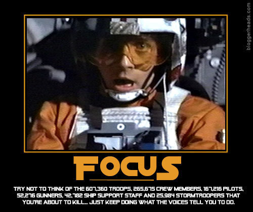 Focus...don't think about the people you are about to kill...focus.....