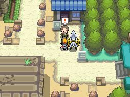 Gold and Arceus in a route