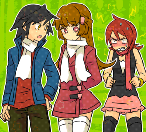 Gold, Kotone, and Silver as Lucas, Platinum, and Dawn.
I just lol at this. Fanart is fanart. Found on Google.
