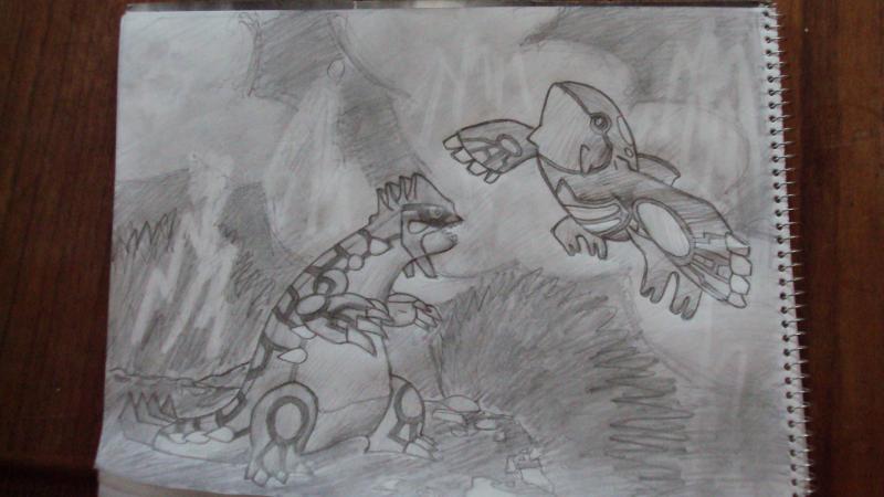 Groudon vs. Kyogre - something i drew today