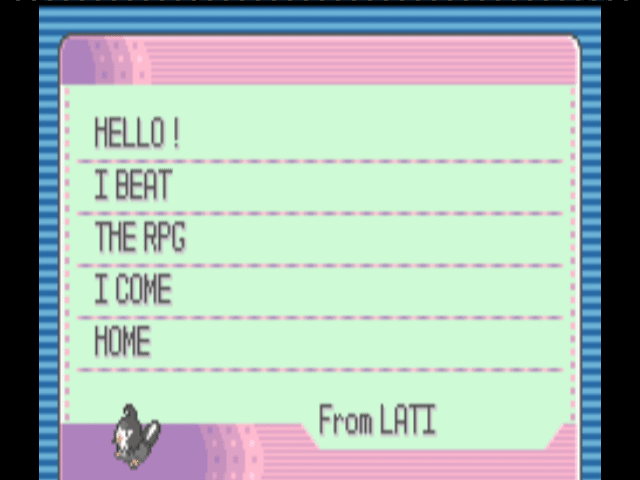 Hehehe!^^ A letter I just wrote for the lulz!^^ It was quite hard to "write" with that space... This screenshot is from Explorers of sky, a hack made 