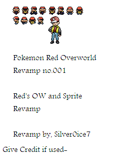 here is a pokemon red revamp Ow and sprite of red. If use please give credit, do not claim as your own.