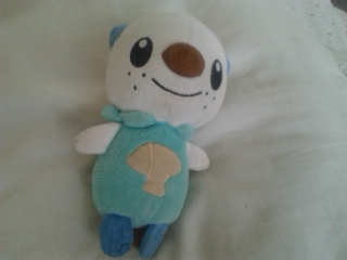 Here is my adorable Oshawott plush! I named him Gregory =D <3!!!!