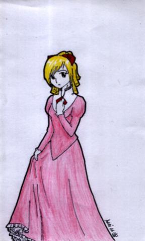 Here we have a rather shy lady who apparently is in a very high social position. I think she's also suffering from anemia, because her face is so pale