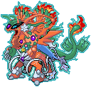here's a list of what was used from each legend. x3

Articuno: Head Feathers
Zapdos: Middle Wings
Moltres: Tail and wing flames
Mewtwo/Mew: Tail
Raiko