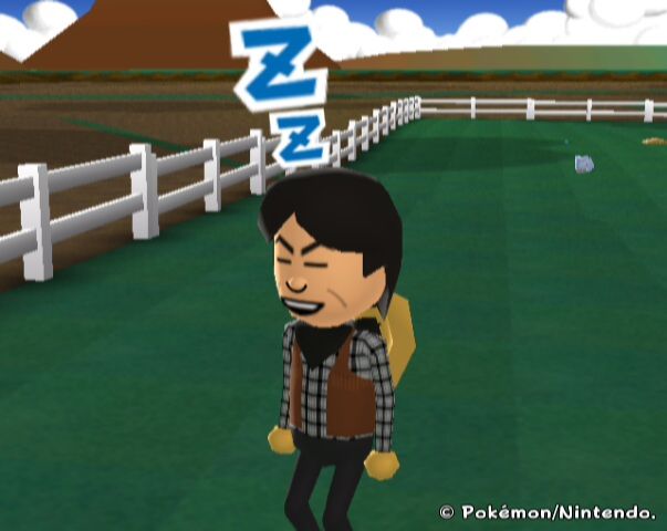He's in deep meditation, coming up with new ideas for games. This one's called Wii Sleep.