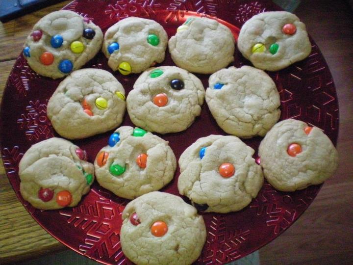 Homemade M&M cookies.