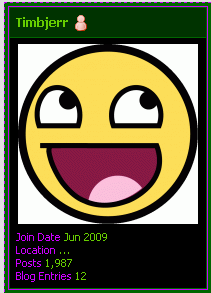 I captured the very moment my postcount was equal to my birthyear.  I'm such a nerd. XD

Also, I need to bring back awesomeface.png as a profile pictu