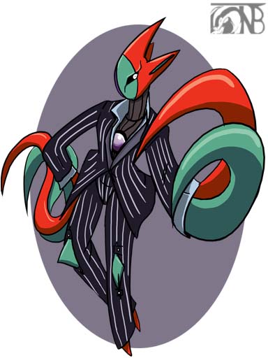 I don't particularly like Deoxys, but this fanart is just awesome. I mean, business suit? Who'da thought? But it's genius.