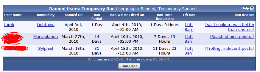 i take bans very srsly