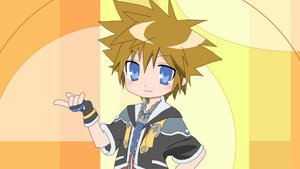 It's Sora, somehow in the lucky star anime world.