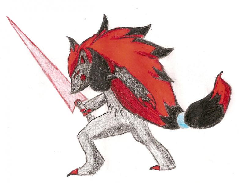 Its Zero the Zoroark loving his glass sword