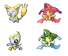 Jirachi has nice colours too, and they're easily swapped, so I made these.